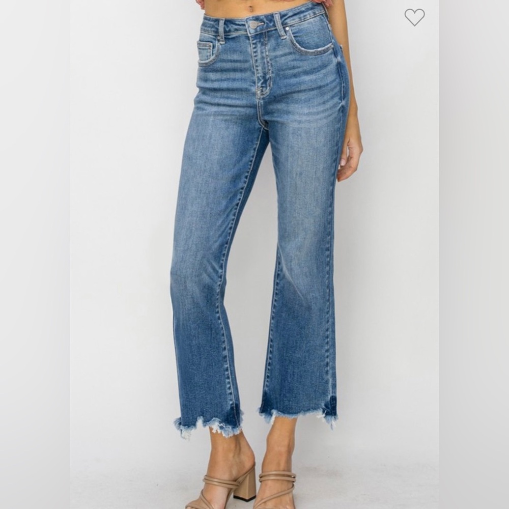 Risen High Rise Cropped Distressed Hem Jeans - Blue
Style number RDP1059 - Picture 2 of 8